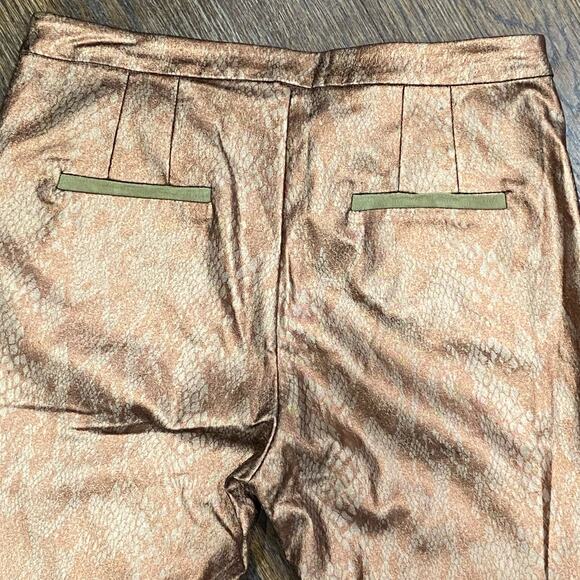 LUCY PARIS LEGGINGS Metallic Bronze Faux Snakeskin SIZE SMALL Pull-on Pants - Picture 3 of 9